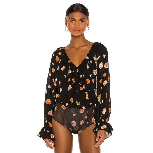 New Free People Poppy Printed Bodysuit Size M - Picture 4 of 10